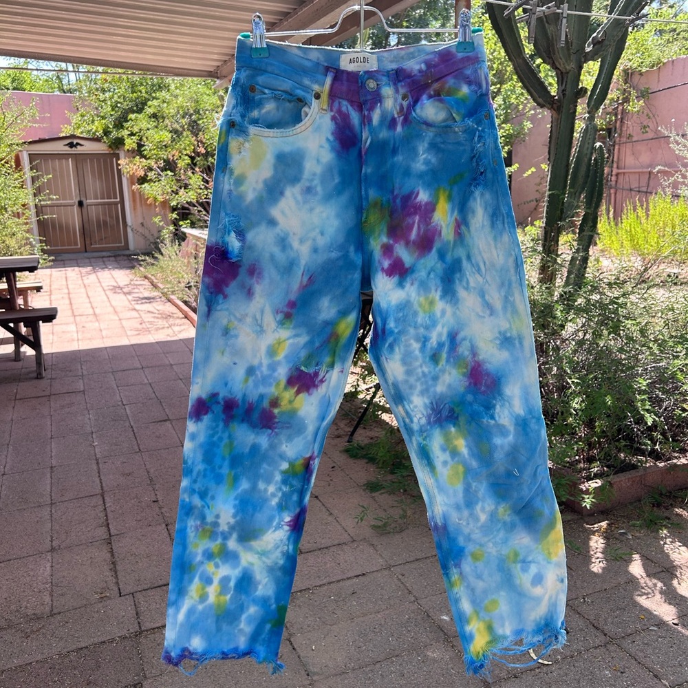 Agolde Tie-Dye Women's Jeans - Blue, Purple, and Yellow
